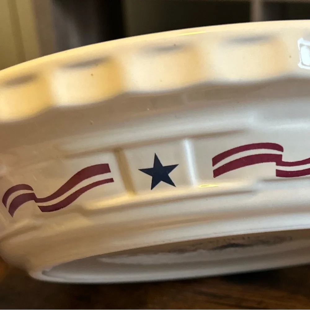 Longaberger All-American Blue and Cream Pie Plate🇺🇸Labor Day🇺🇸 - Picture 2 of 10
